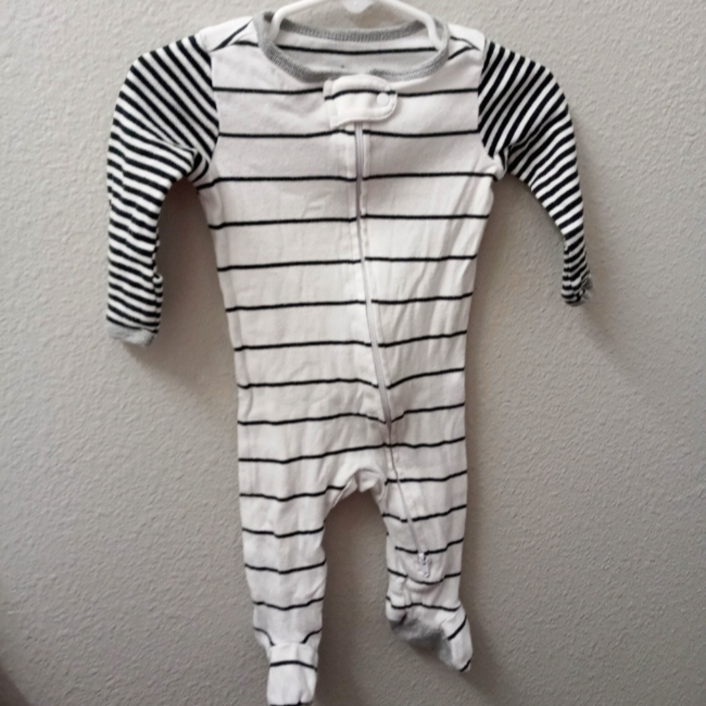 Striped Black and White Kids One Piece